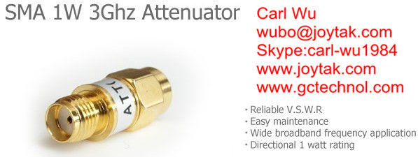 SMA type attenuator 1 Watt 3Ghz SMA male to SMA female fixed attenuators / SMA-JK1W3G